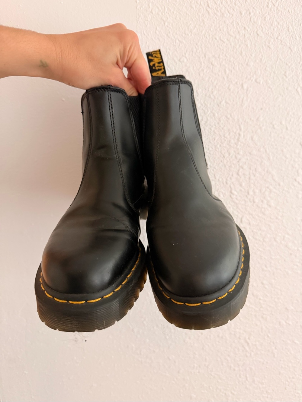 Dr. Martens Black Leather Chelsea Platform Boots